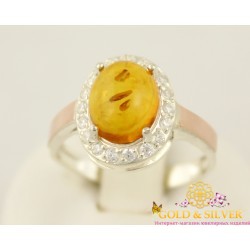 Серебряное кольцо с янтарем и золото 010710к